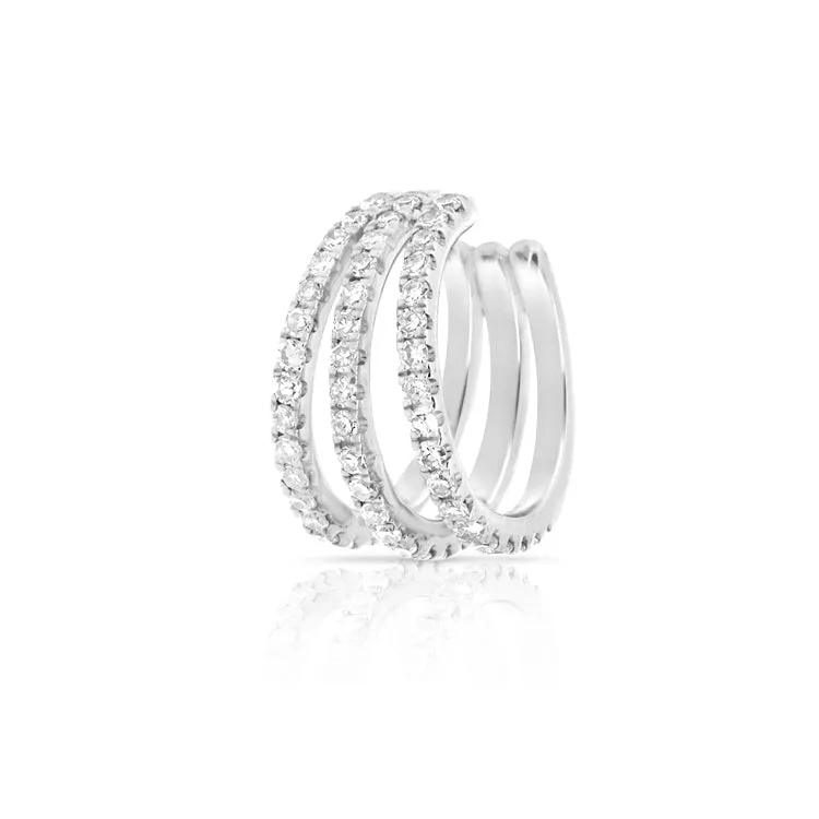14k Gold & Diamond Triple Row Single Earring Cuff - 0.20ct