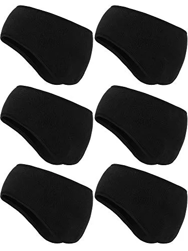 6 Pieces Ear Warmer Headbands Winter Ear Muffs Headband Sports Full Cover Headbands for Outdoor Activities Sports Fitness (Black)
