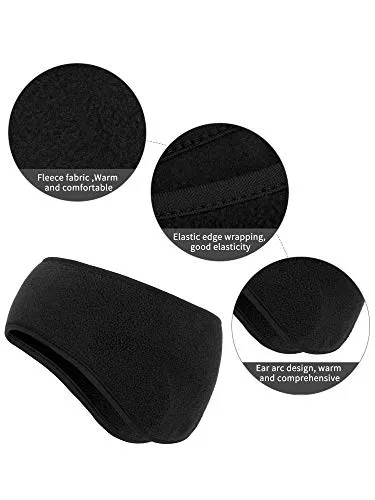 6 Pieces Ear Warmer Headbands Winter Ear Muffs Headband Sports Full Cover Headbands for Outdoor Activities Sports Fitness (Black)