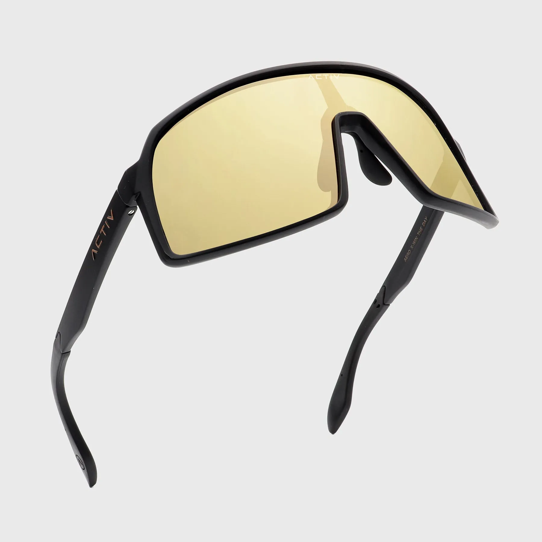 ACTIV - AERO - Matte Black with Gold Mirror Lens