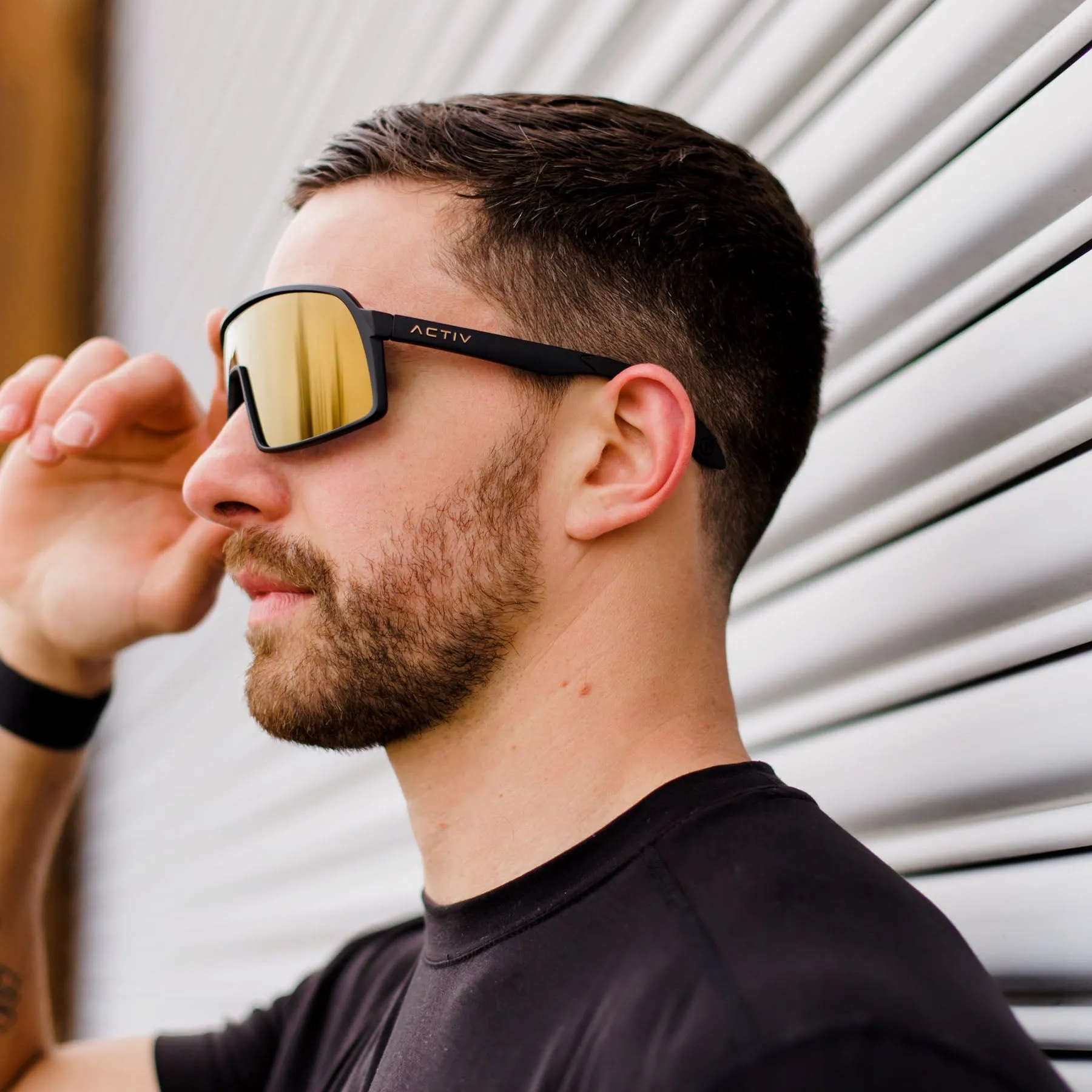 ACTIV - AERO - Matte Black with Gold Mirror Lens