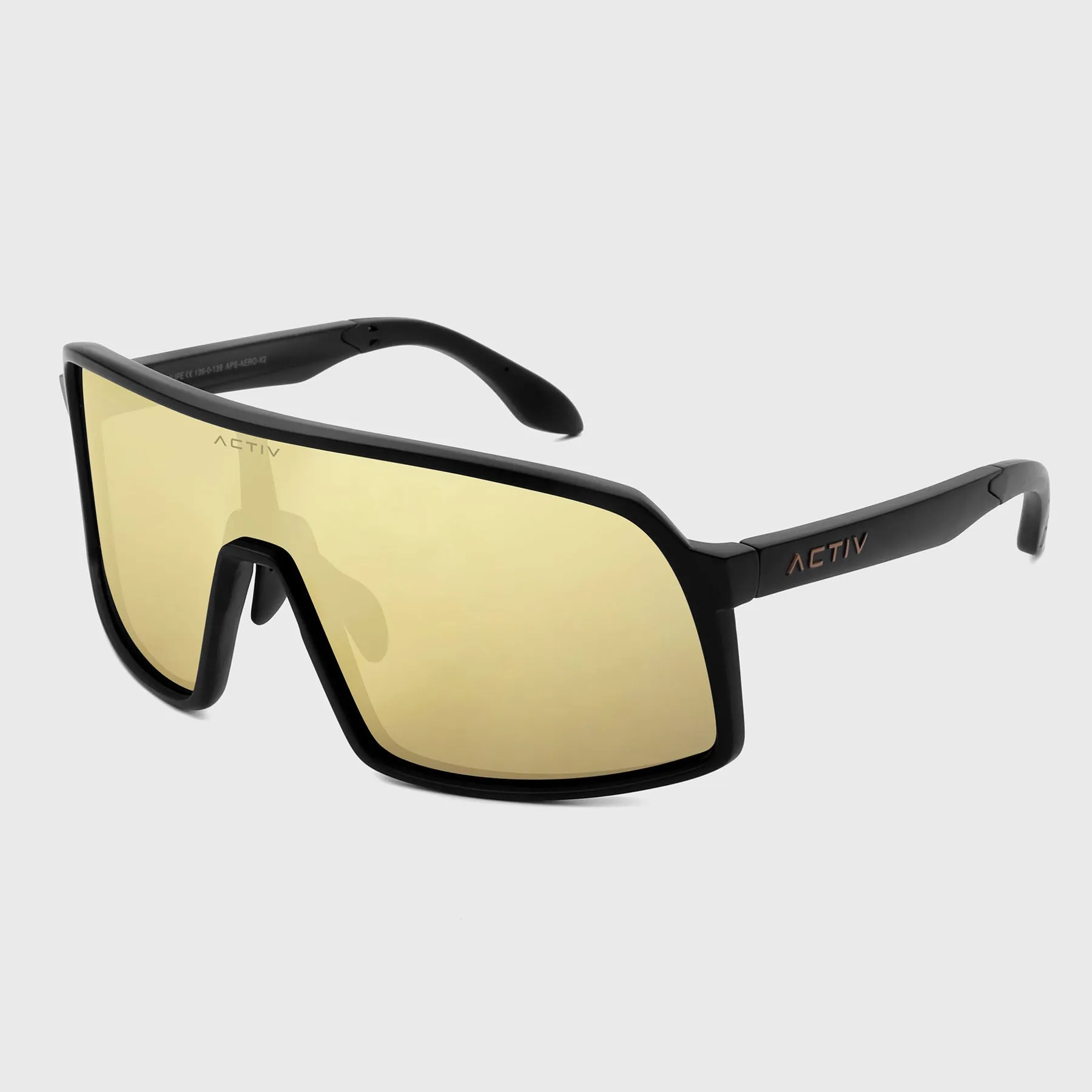ACTIV - AERO - Matte Black with Gold Mirror Lens
