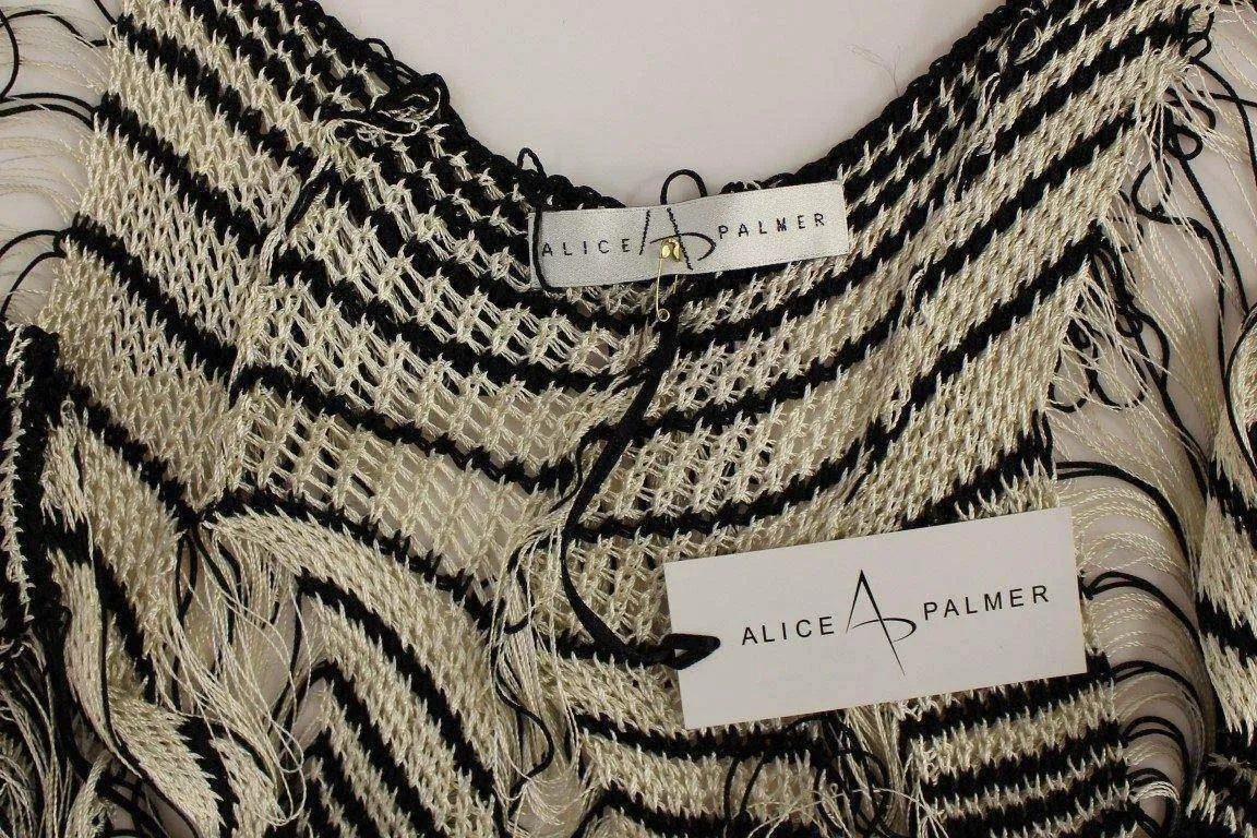 Alice Palmer Chainette Knit Striped Assymetrical Dress