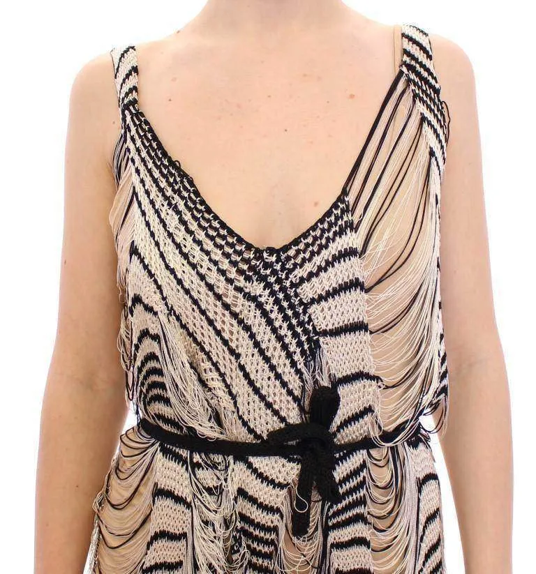 Alice Palmer Chainette Knit Striped Assymetrical Dress