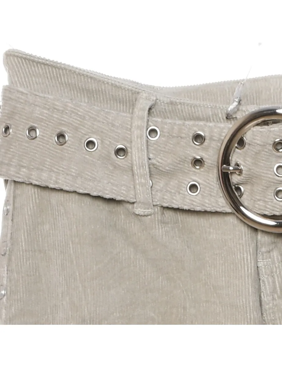 Beige Corduroy Flared Y2K Trousers - W24 L31