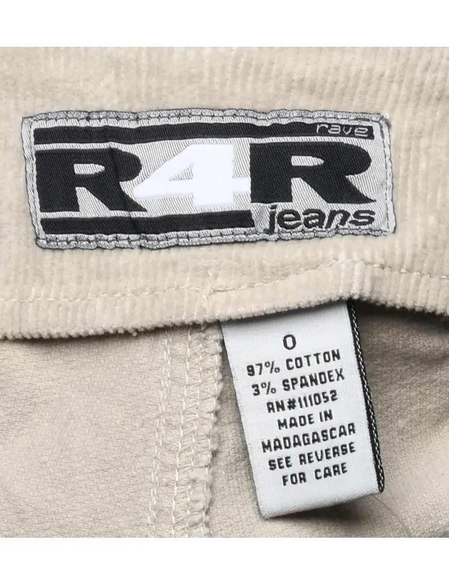 Beige Corduroy Flared Y2K Trousers - W24 L31