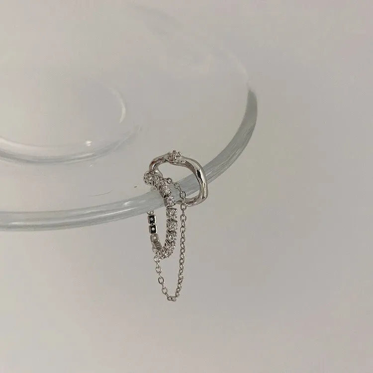 Bling and Chain Rhinestone and Gold Ear Cuff