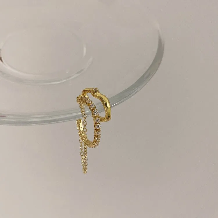 Bling and Chain Rhinestone and Gold Ear Cuff