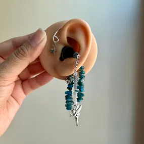 Blue Apatite Fairy Earplug Ear Cuffs