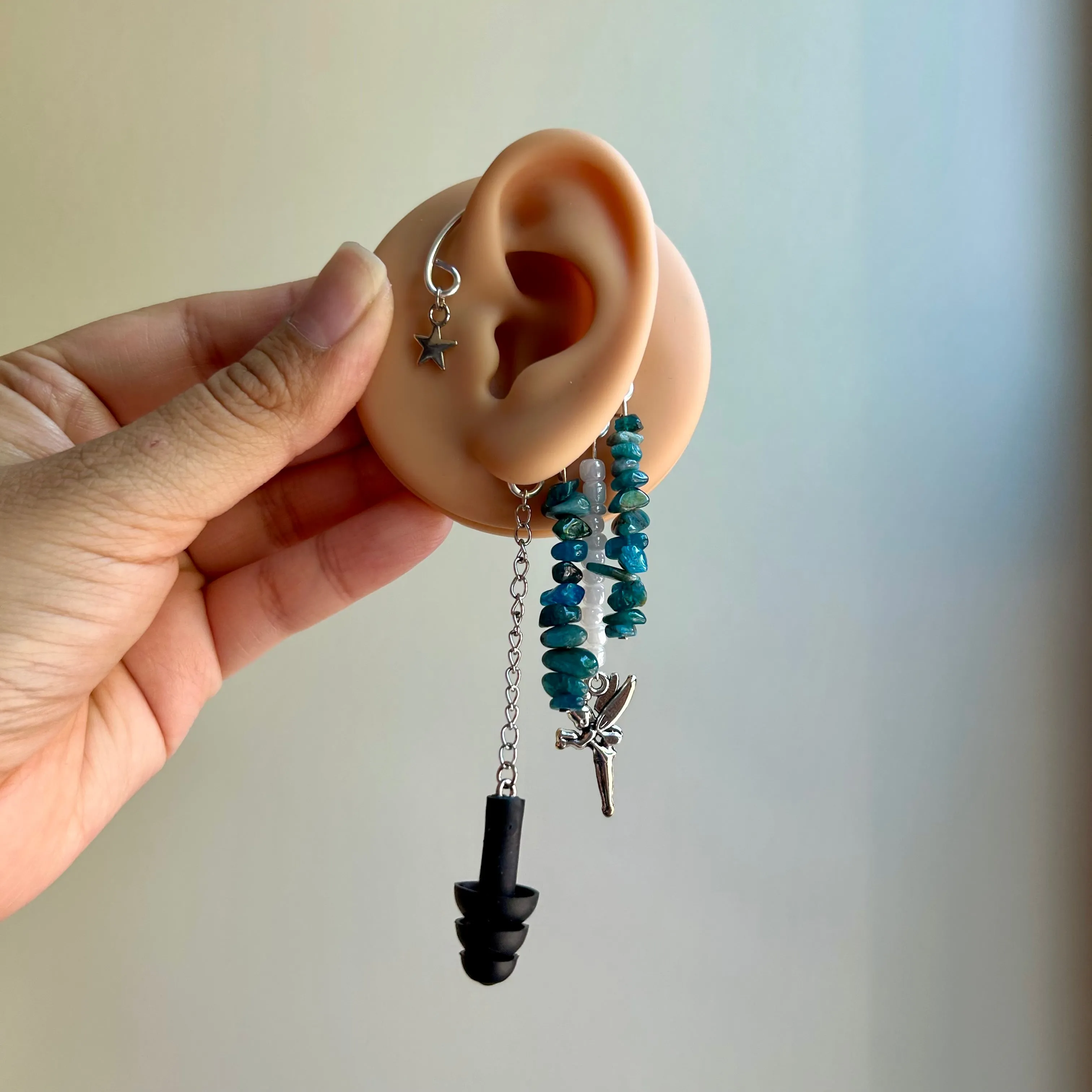 Blue Apatite Fairy Earplug Ear Cuffs