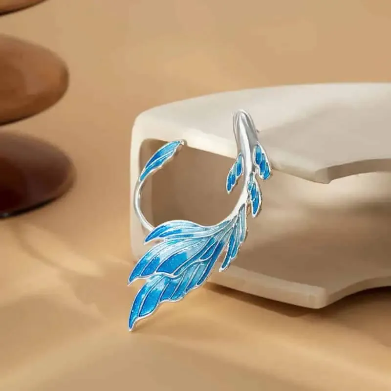 Blue Fairy Elf Ear Cuffs Clip On Earrings