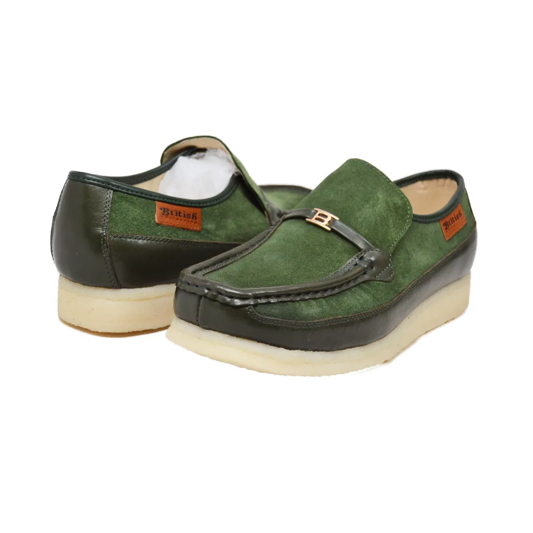 British Walkers Power Plus Men's Elegant Crepe Sole Leather and Suede Slip Ons