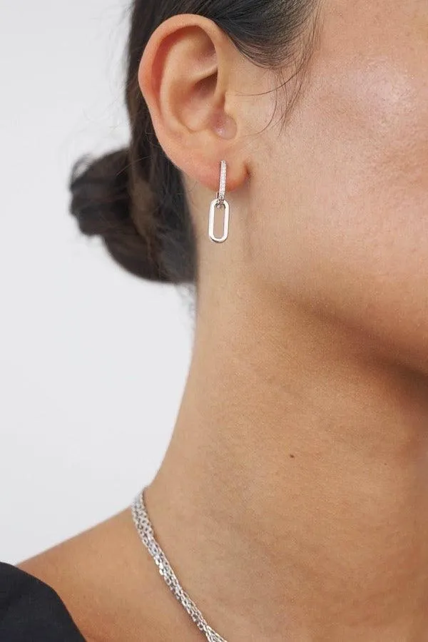 Celine Earrings Silver Pavé