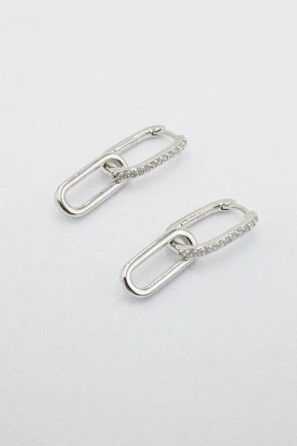 Celine Earrings Silver Pavé