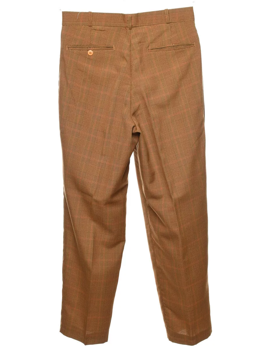 Checked Brown Tailored Trousers - W30 L29