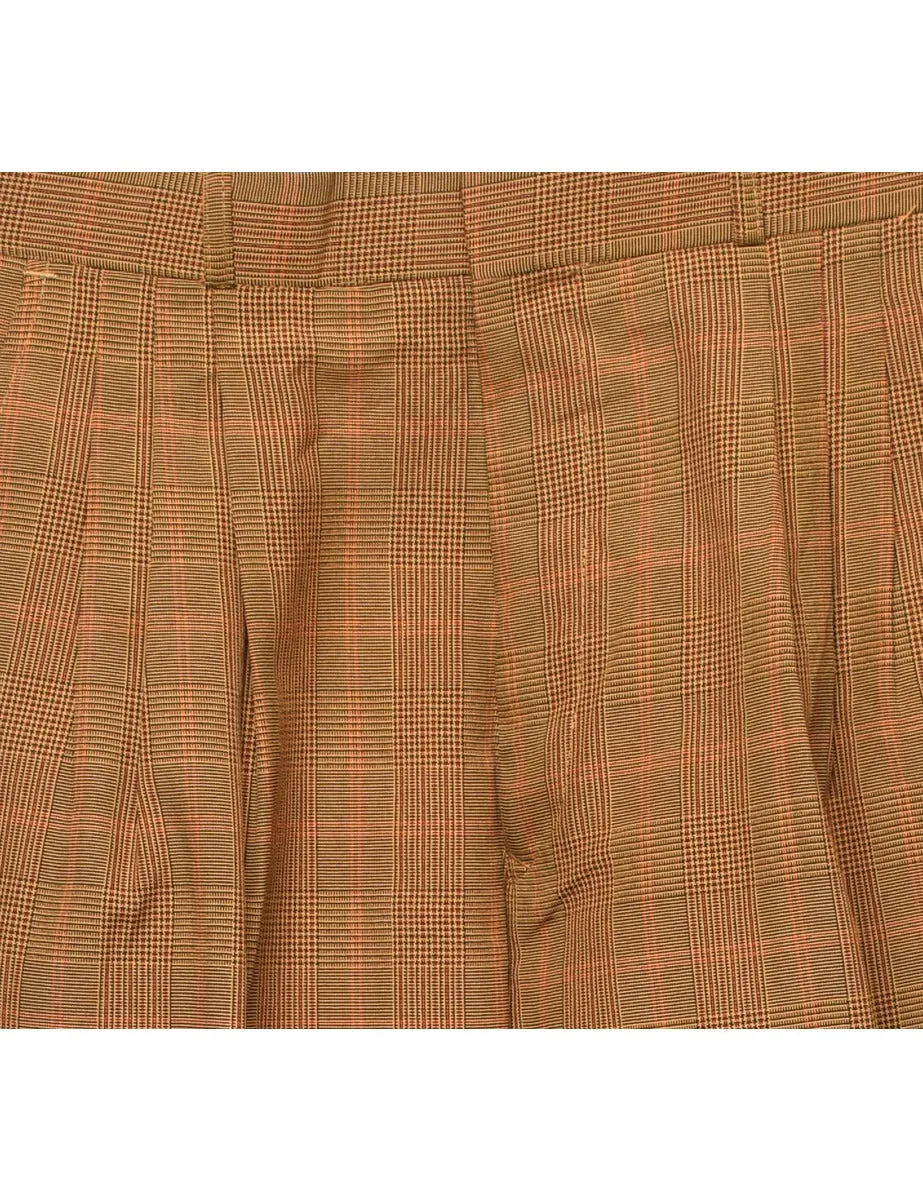 Checked Brown Tailored Trousers - W30 L29