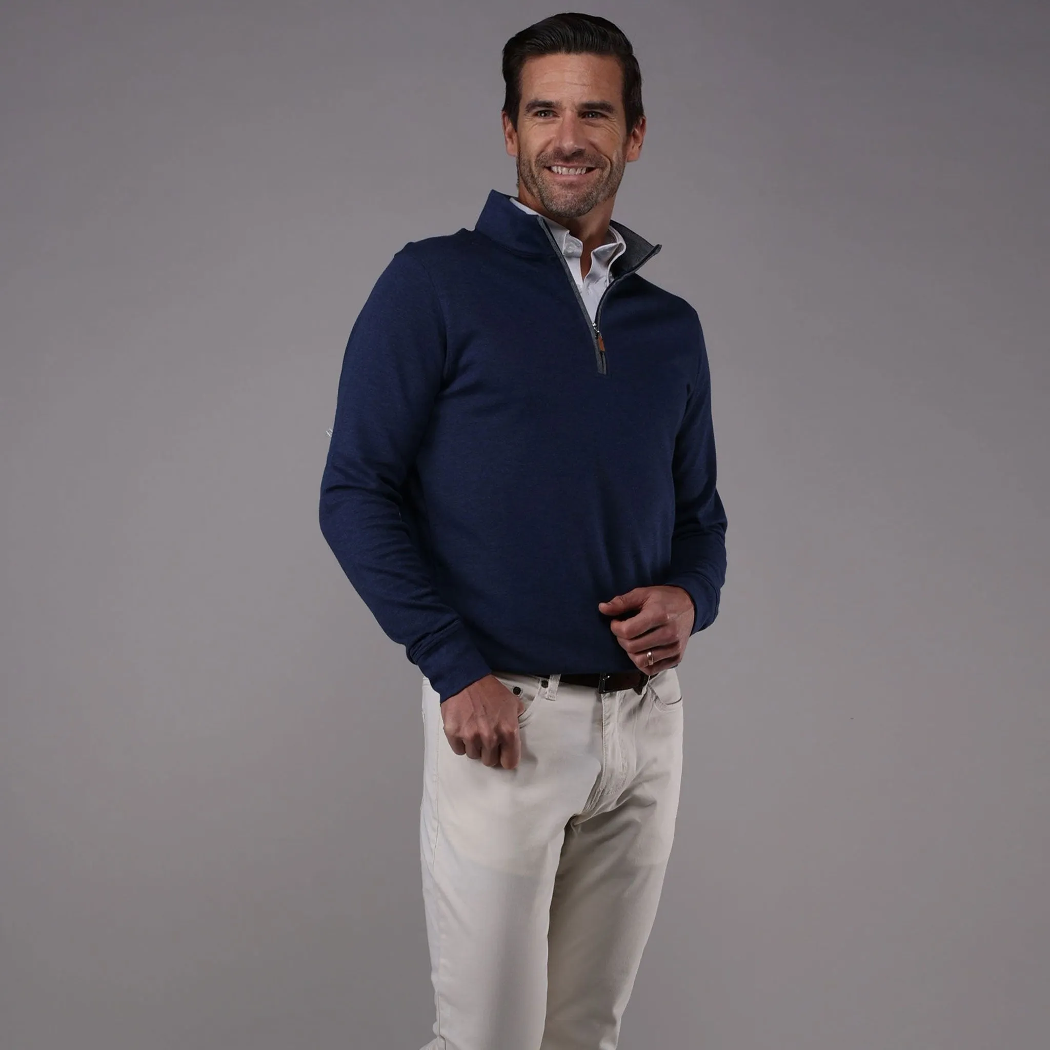 Cloud Cotton 1/4 Zip Pullover in Navy Heather