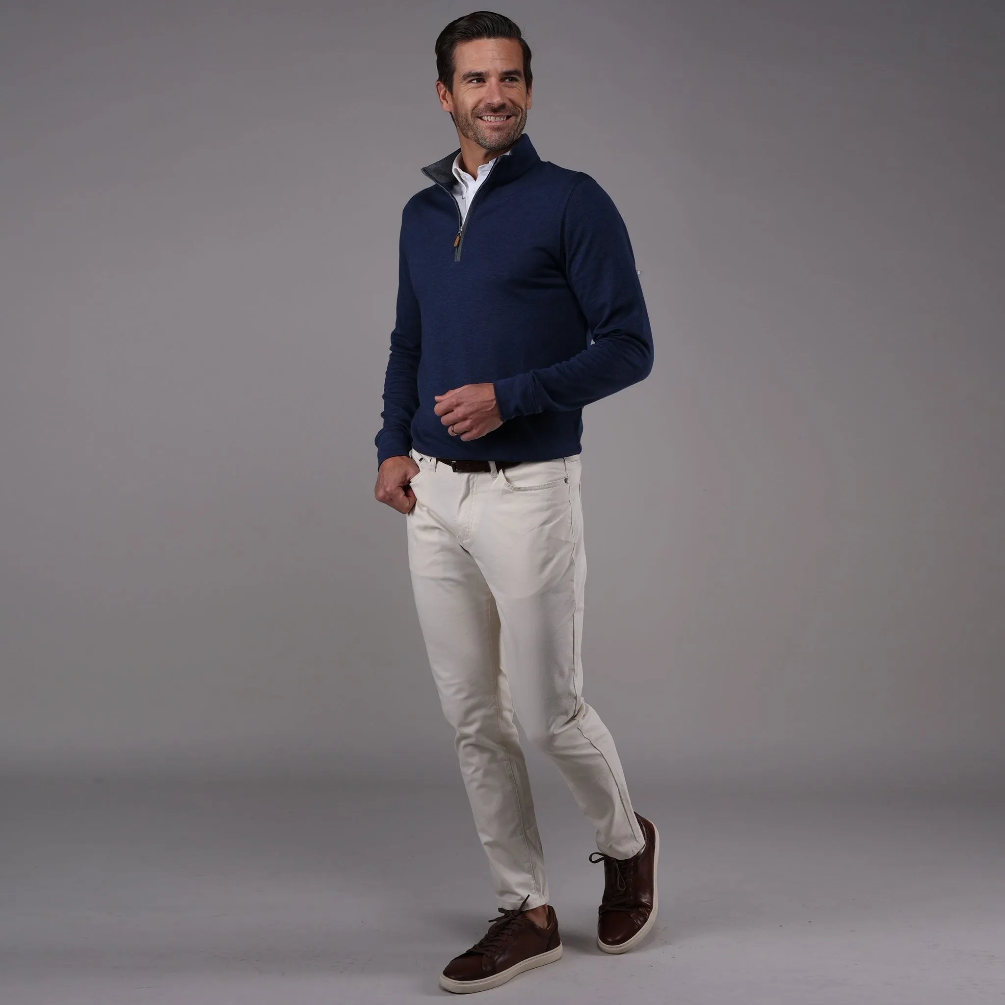 Cloud Cotton 1/4 Zip Pullover in Navy Heather