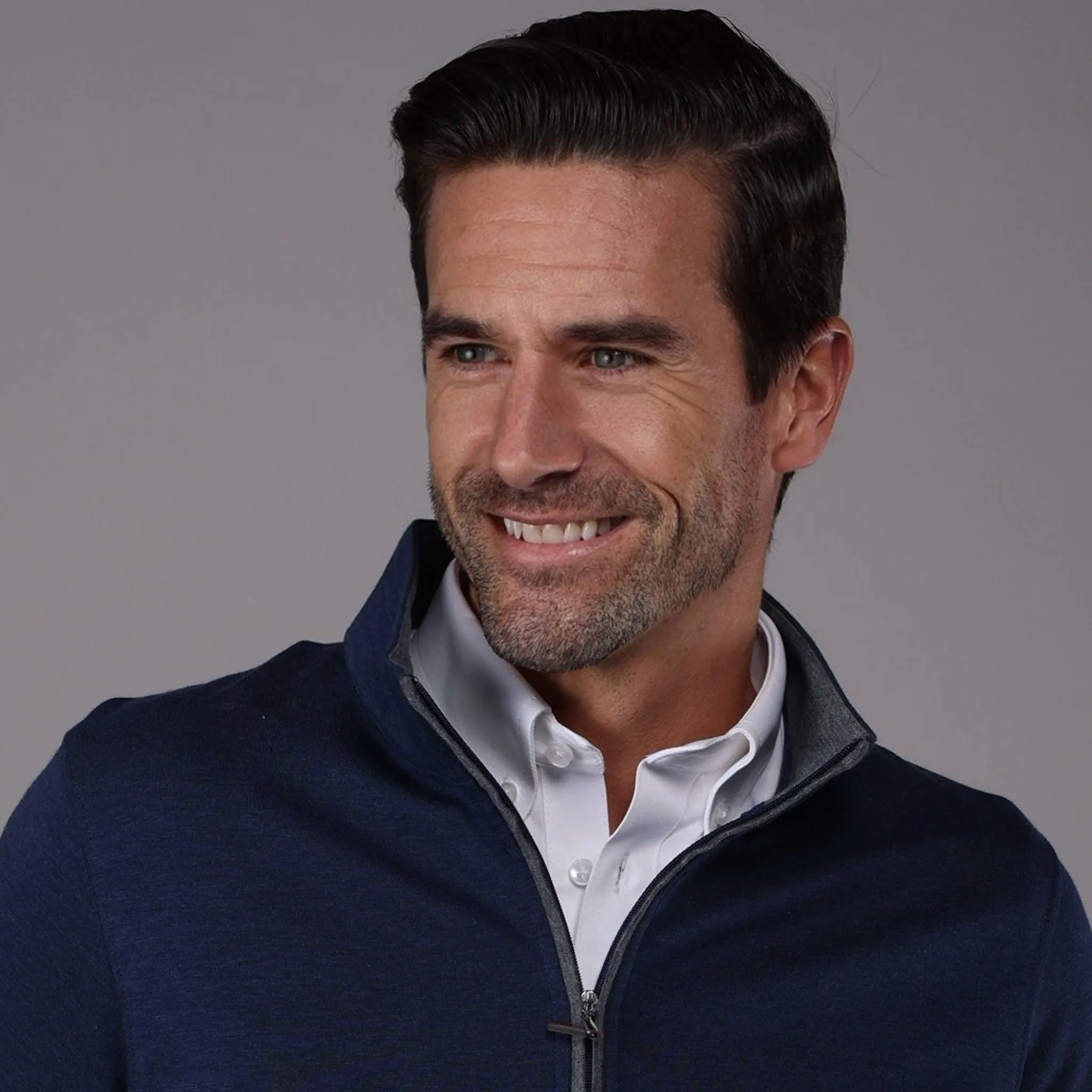 Cloud Cotton 1/4 Zip Pullover in Navy Heather