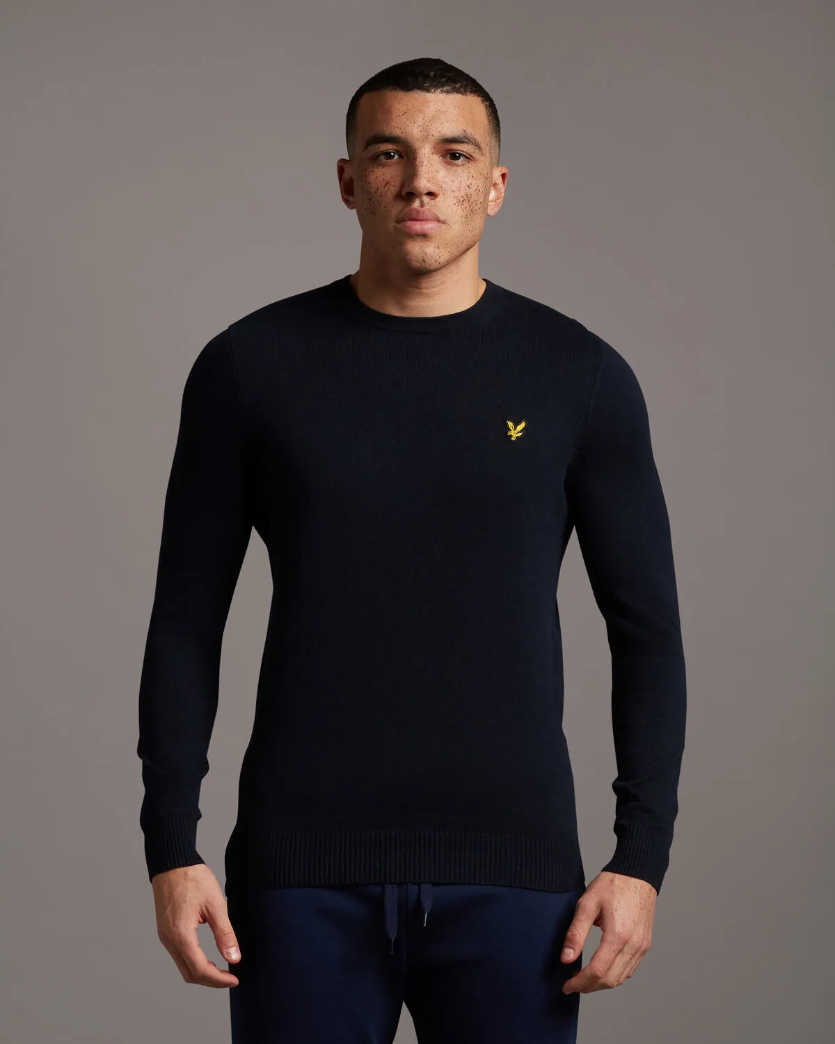 Cotton Merino Crew Jumper - Dark Navy