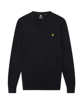 Cotton Merino Crew Jumper - Dark Navy