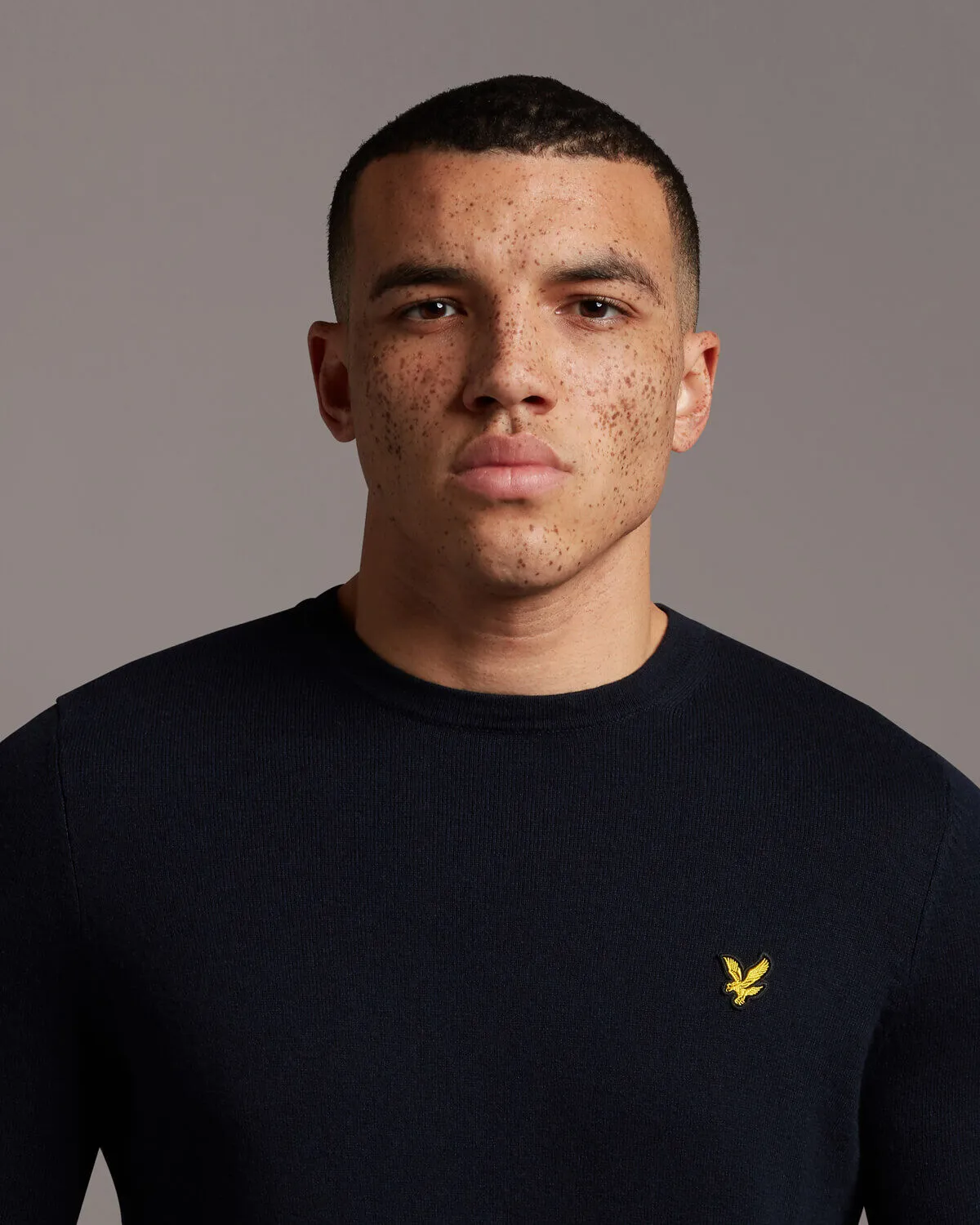 Cotton Merino Crew Jumper - Dark Navy