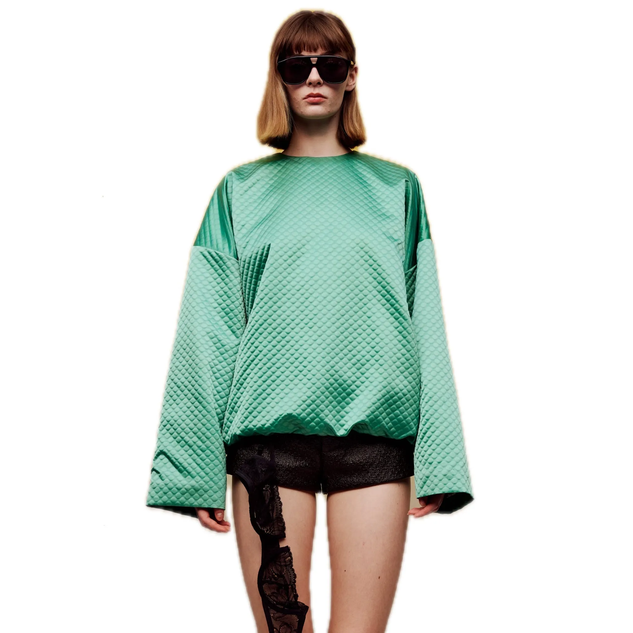 Crew Neck Pullover Sweatshirt in Green