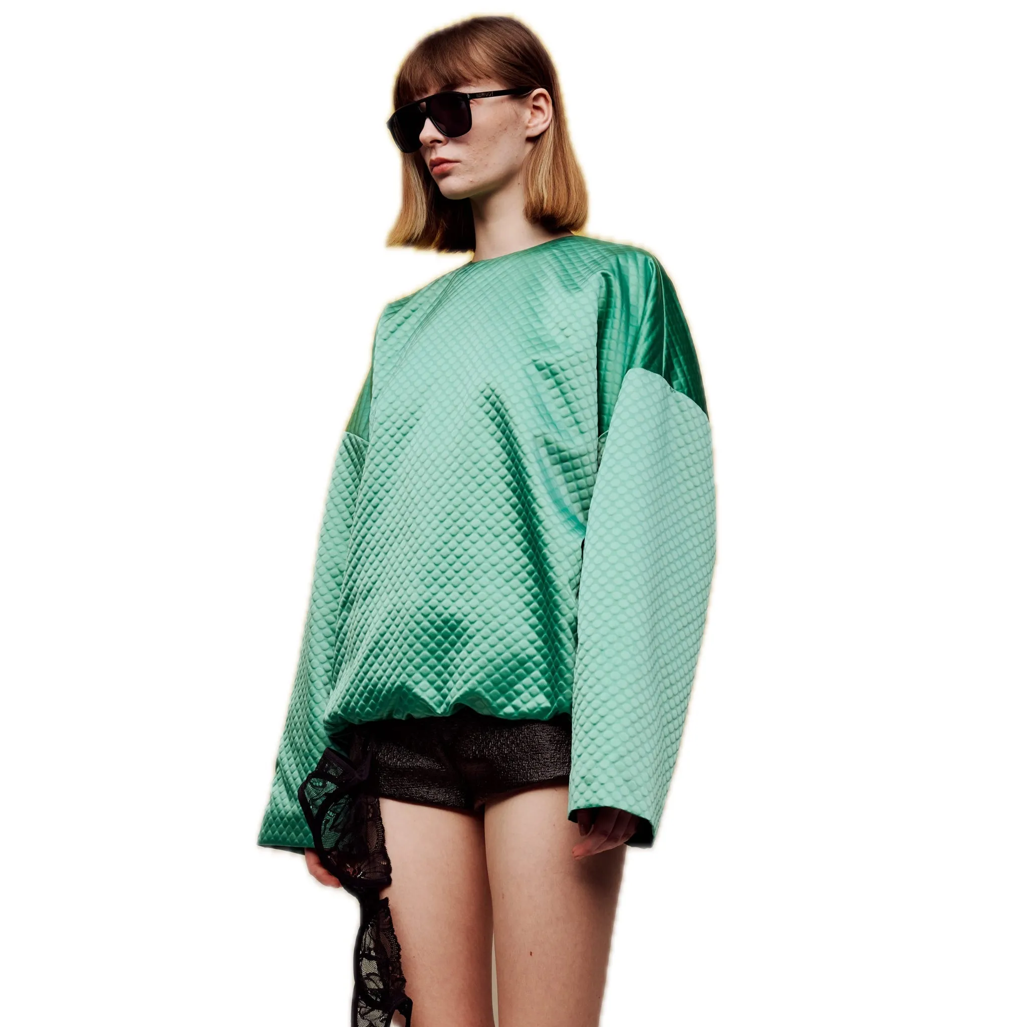 Crew Neck Pullover Sweatshirt in Green