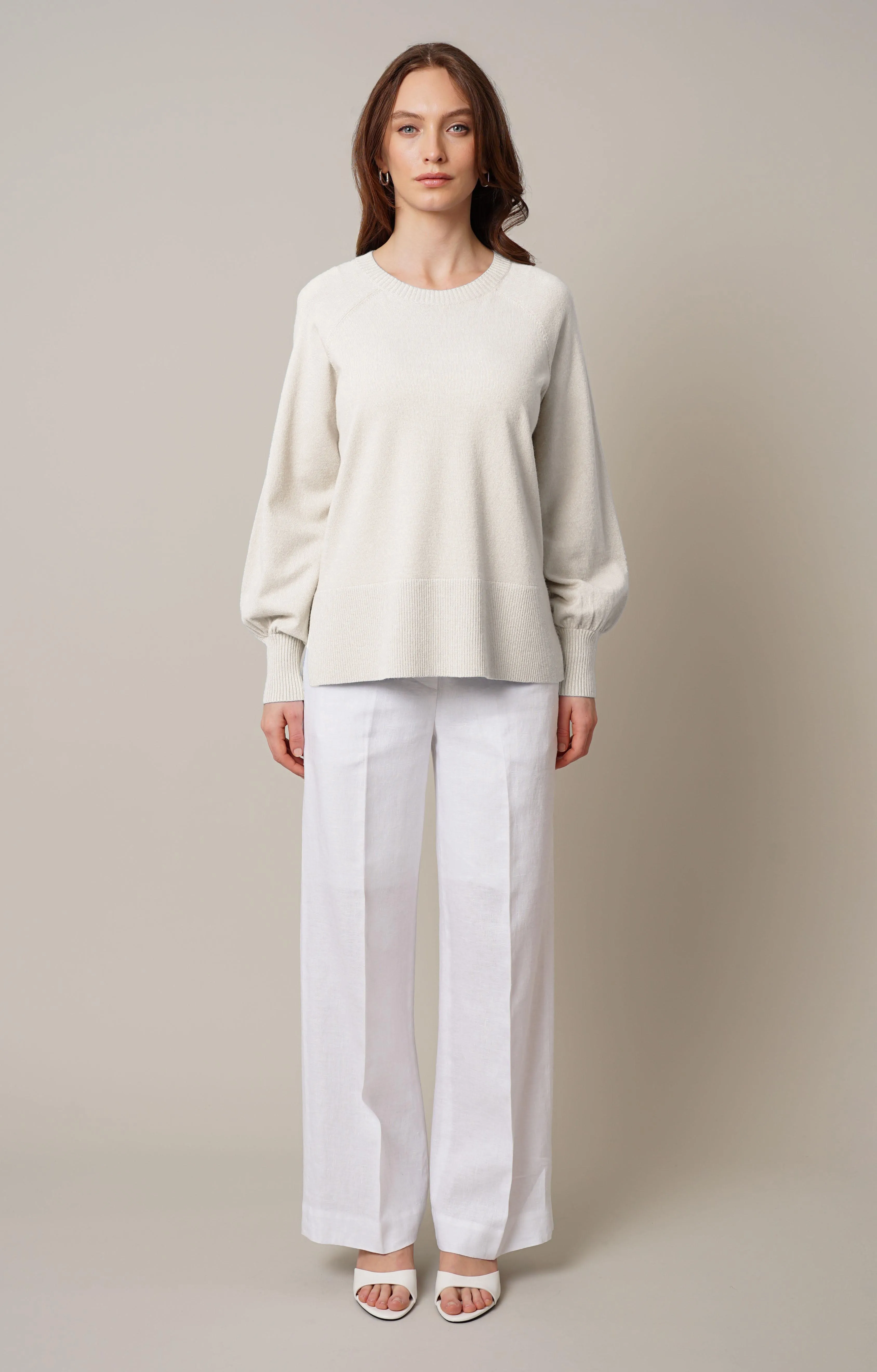 Crew Neck Pullover with Side Slit