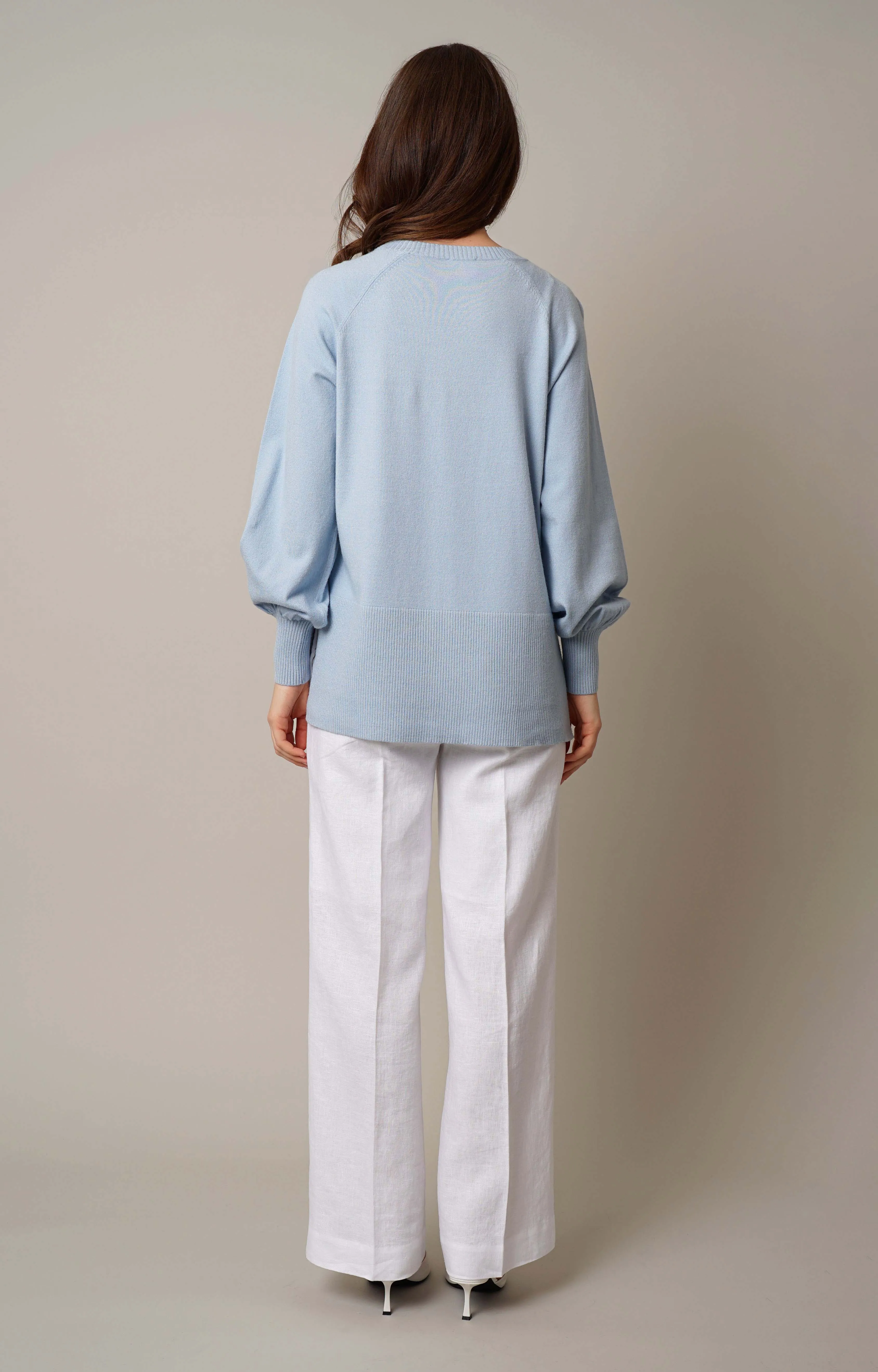 Crew Neck Pullover with Side Slit