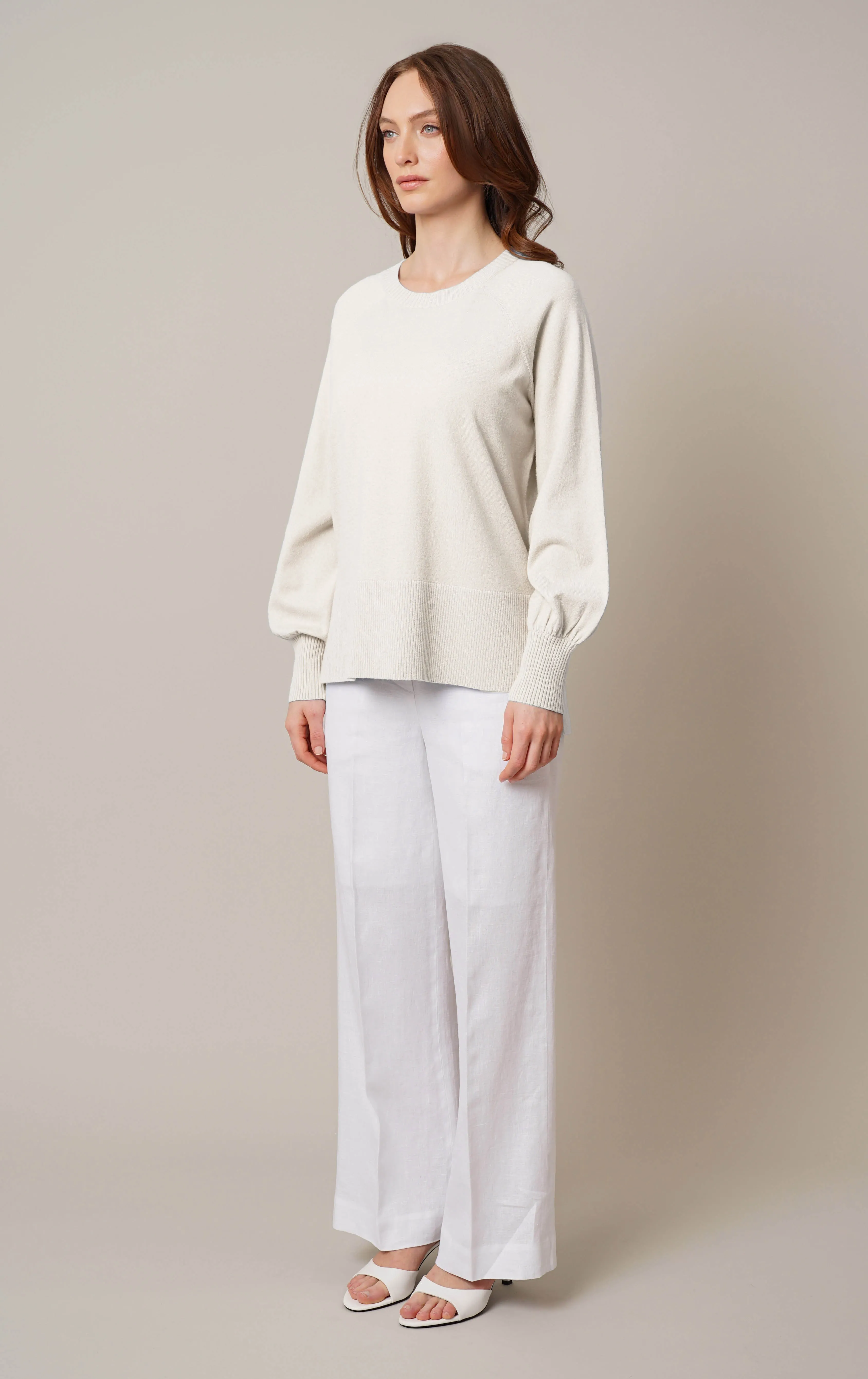 Crew Neck Pullover with Side Slit