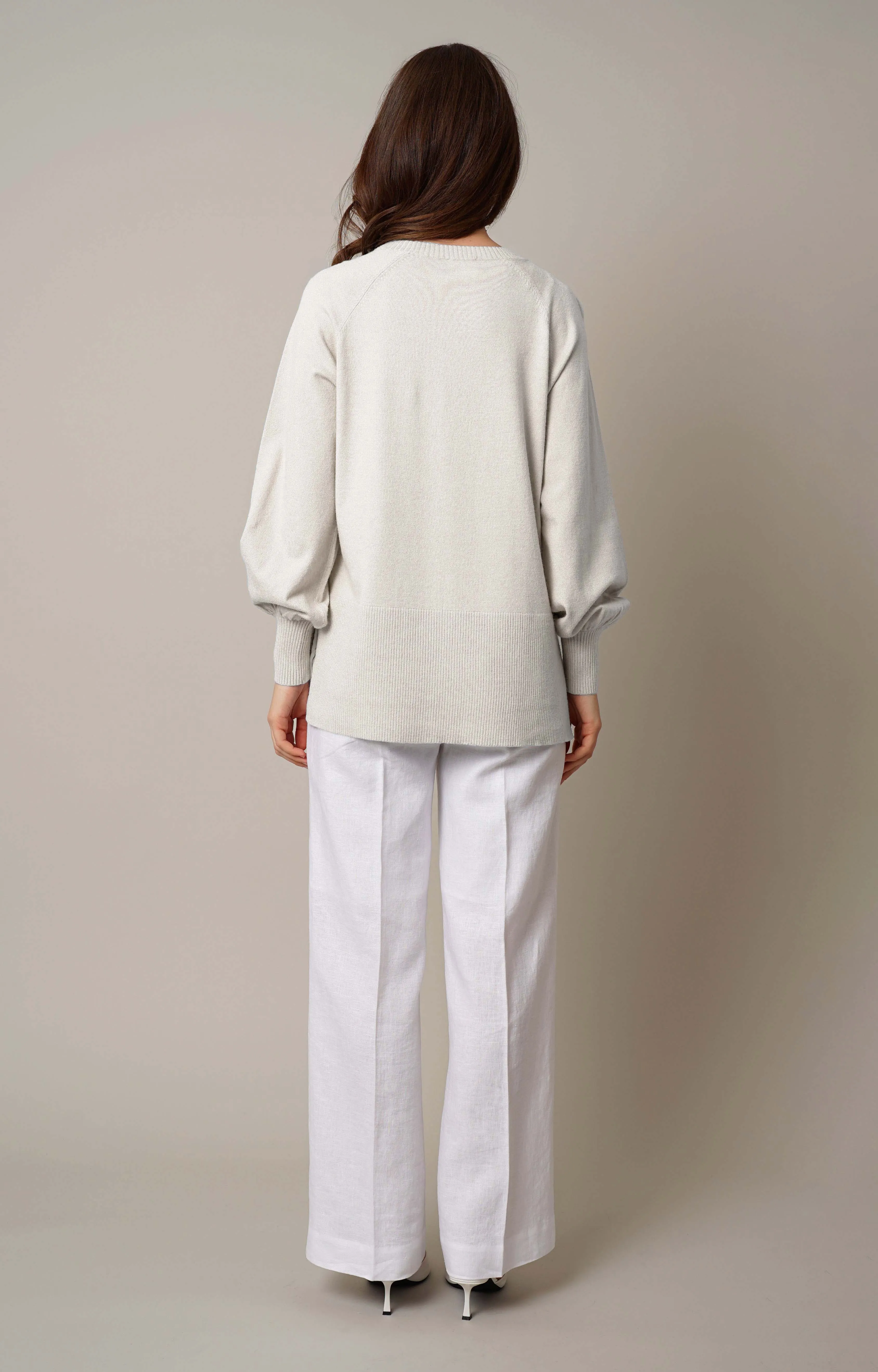 Crew Neck Pullover with Side Slit