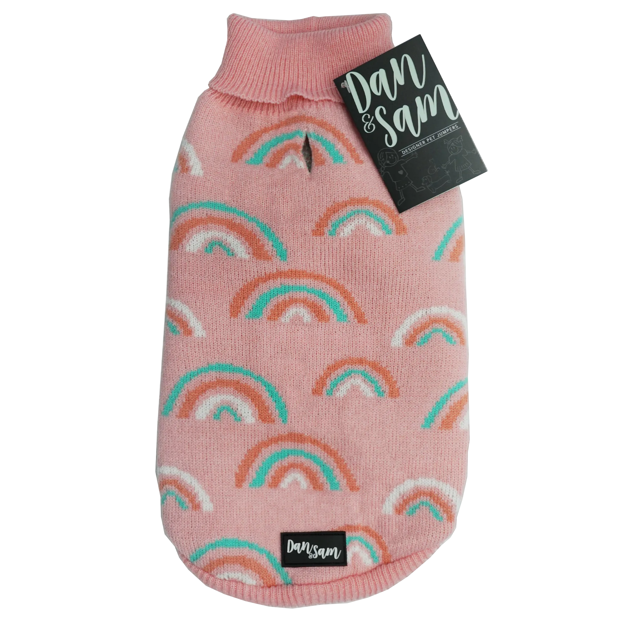 Dan & Sam - Dog Jumper (Pink Rainbows) - 50cm