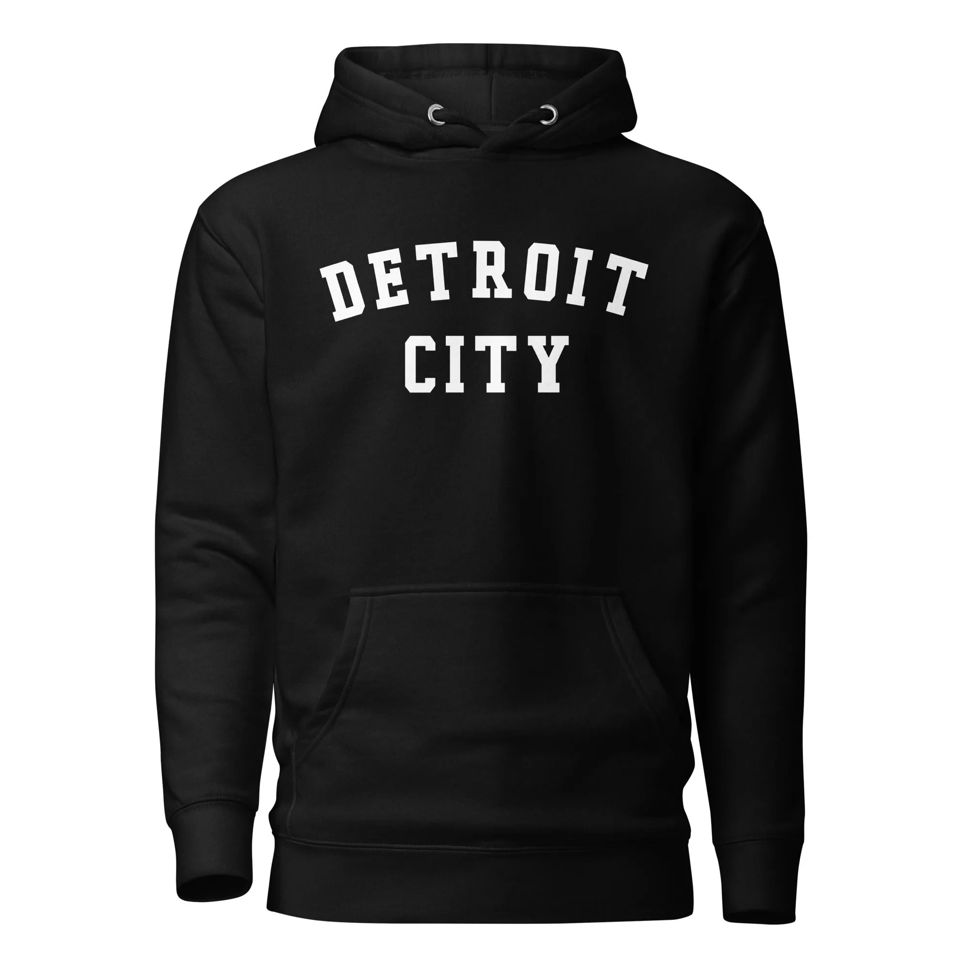 Detroit City Premium Pullover Unisex Hoodie - Black / White
