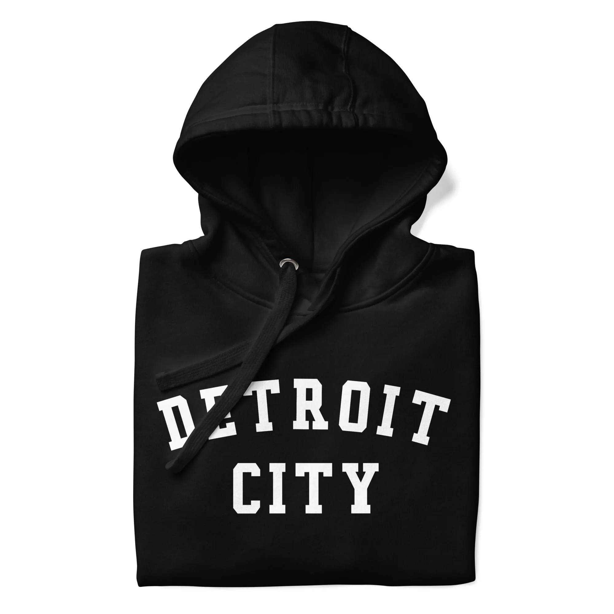 Detroit City Premium Pullover Unisex Hoodie - Black / White