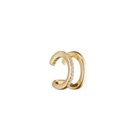 Double Crystal Pave Ear Cuff in Gold