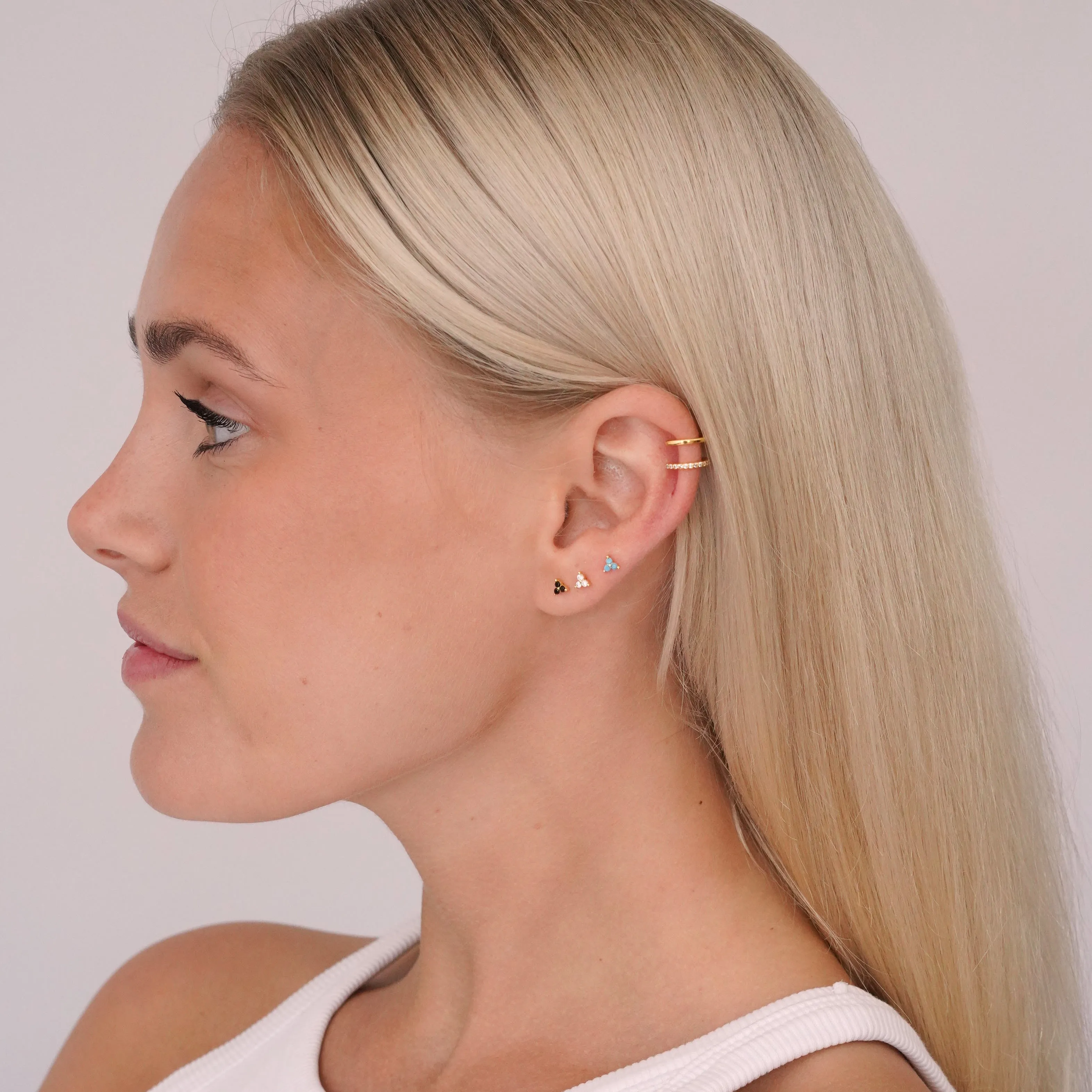 Double Crystal Pave Ear Cuff in Gold