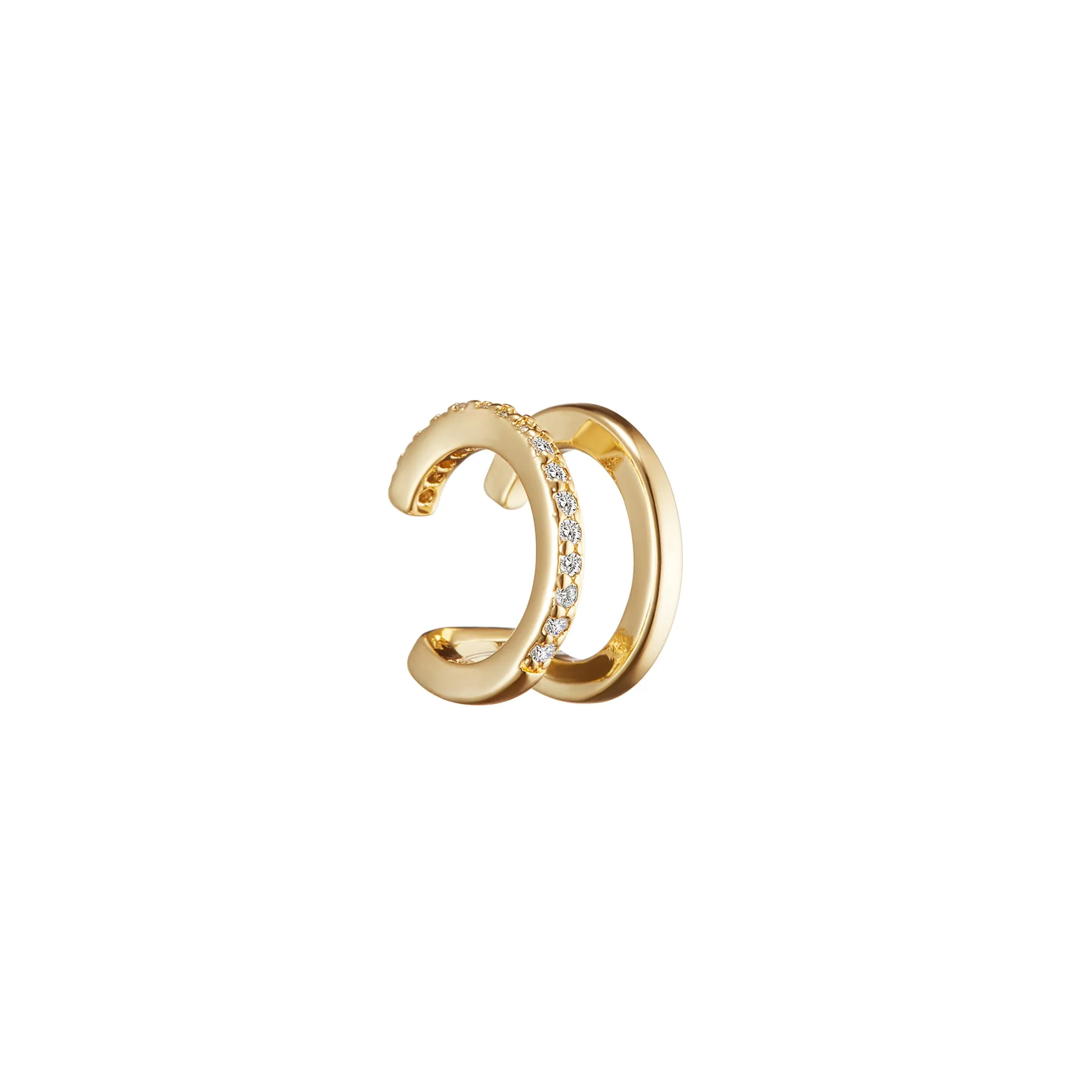 Double Crystal Pave Ear Cuff in Gold