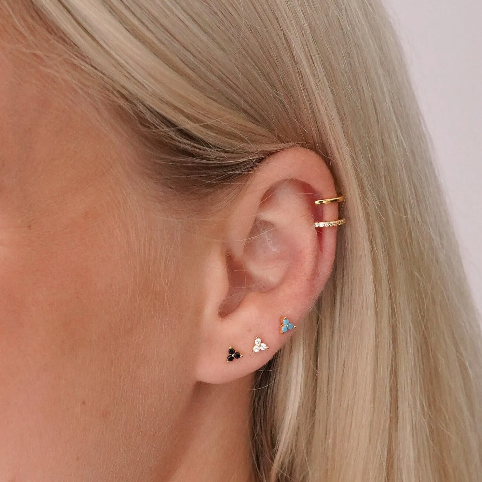 Double Crystal Pave Ear Cuff in Gold