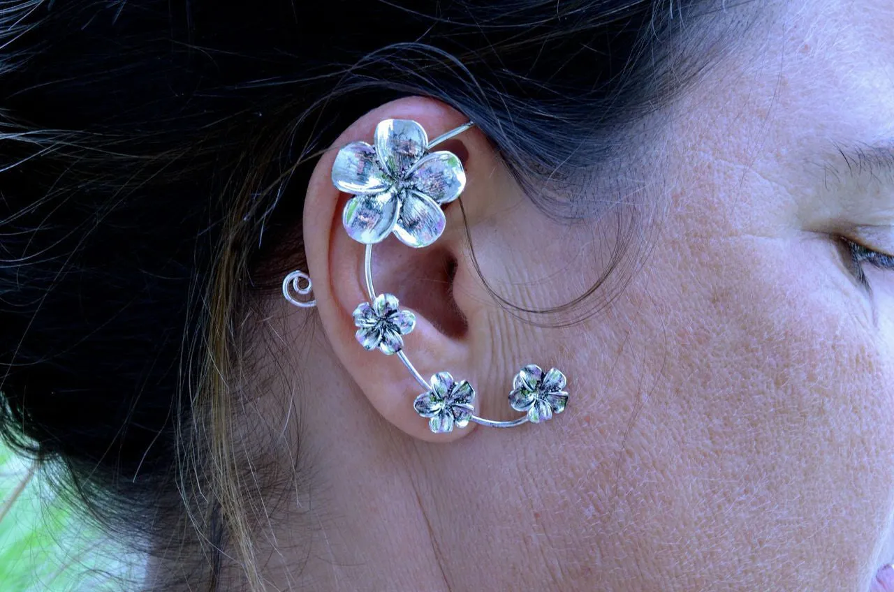 Elf Cuff Plumeria - Silver
