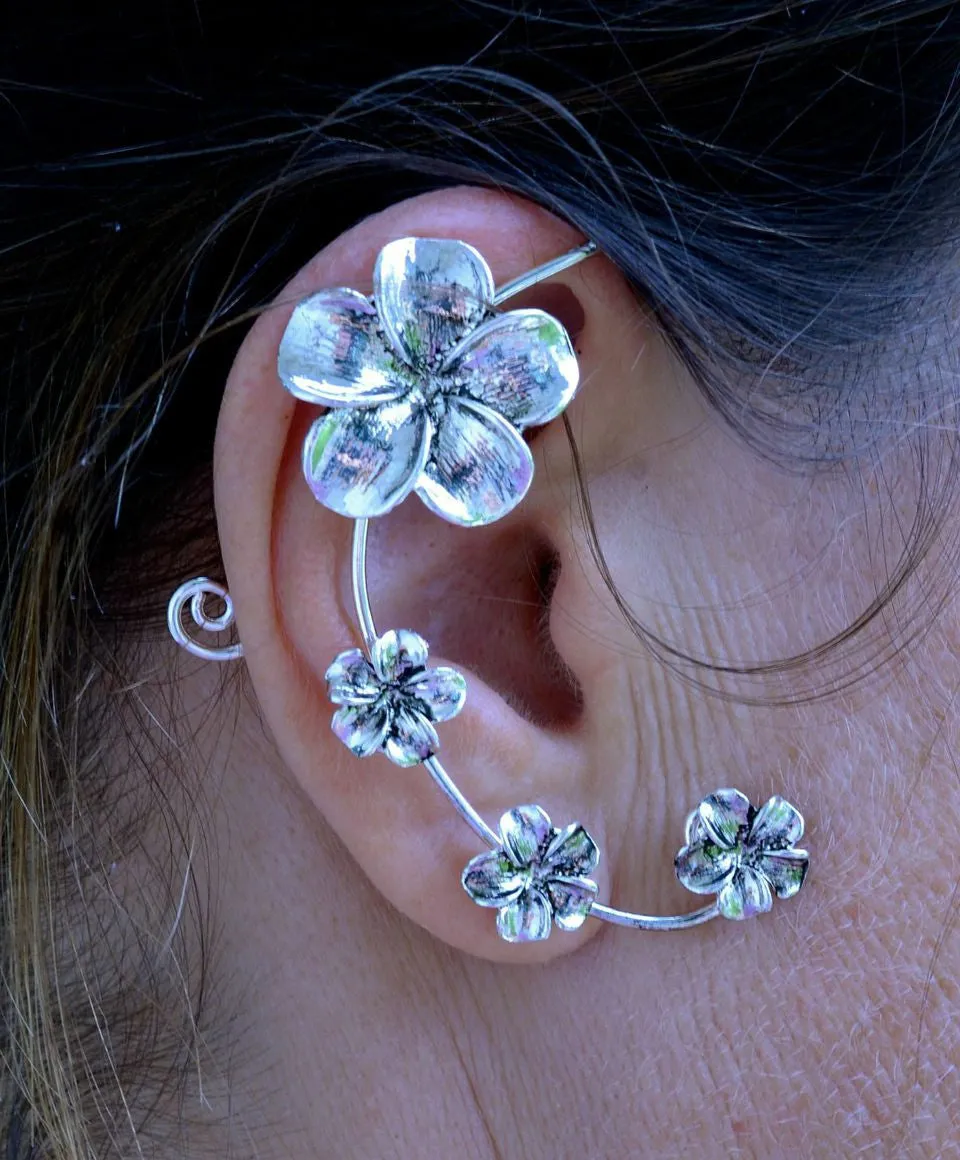 Elf Cuff Plumeria - Silver