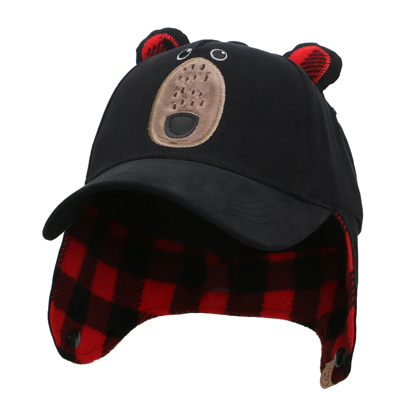 Flapjacks - 3D Caps with Earflaps - Black Bear