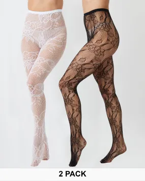 Floral Lace Tights Multipack