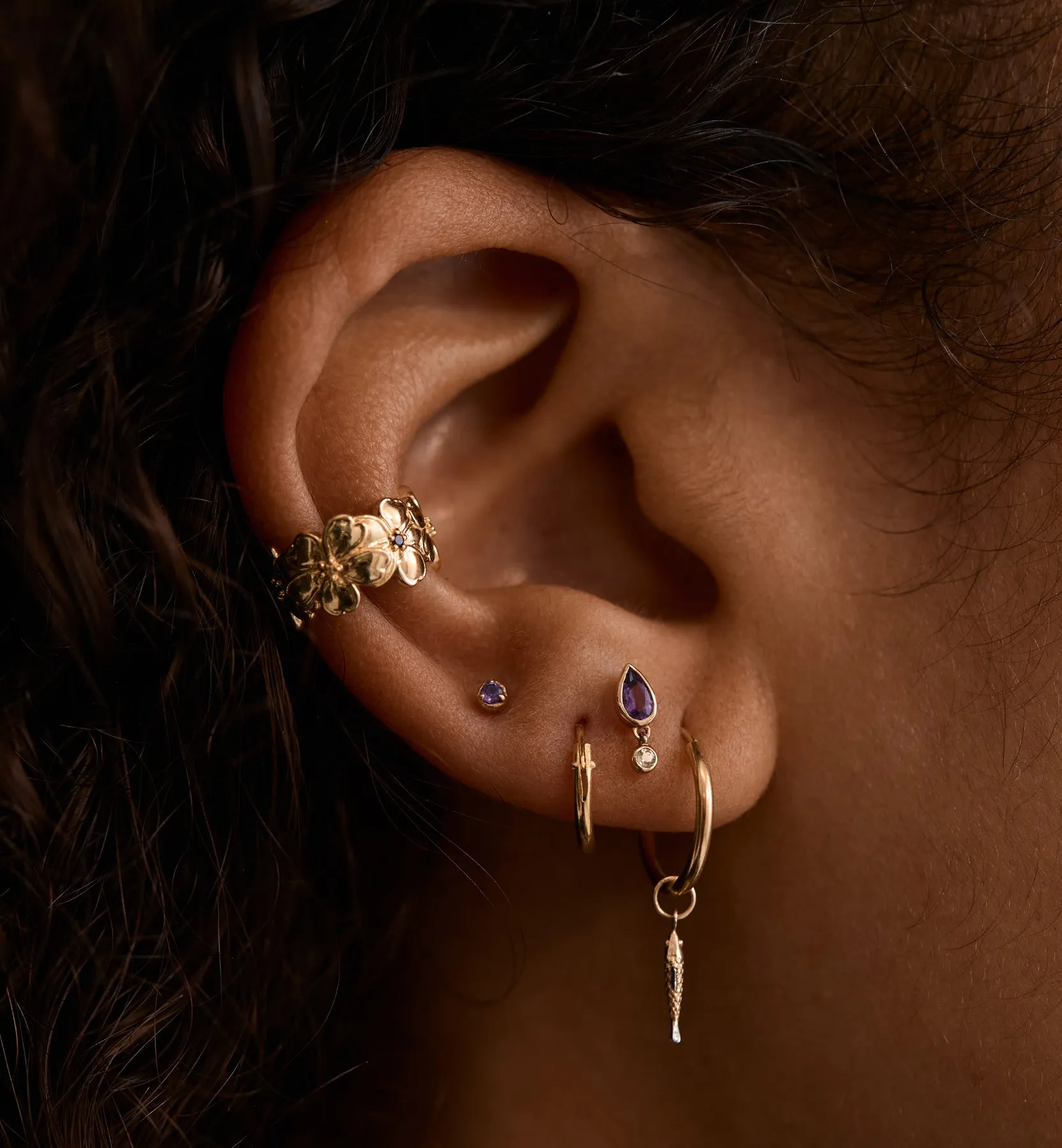 Forget Me Not Ear Cuff 10K