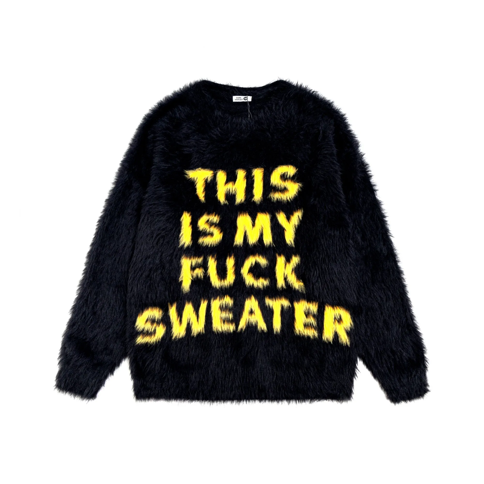 Fuck slogan sweater grunge knitted fluffy 90s inspired jumper beige