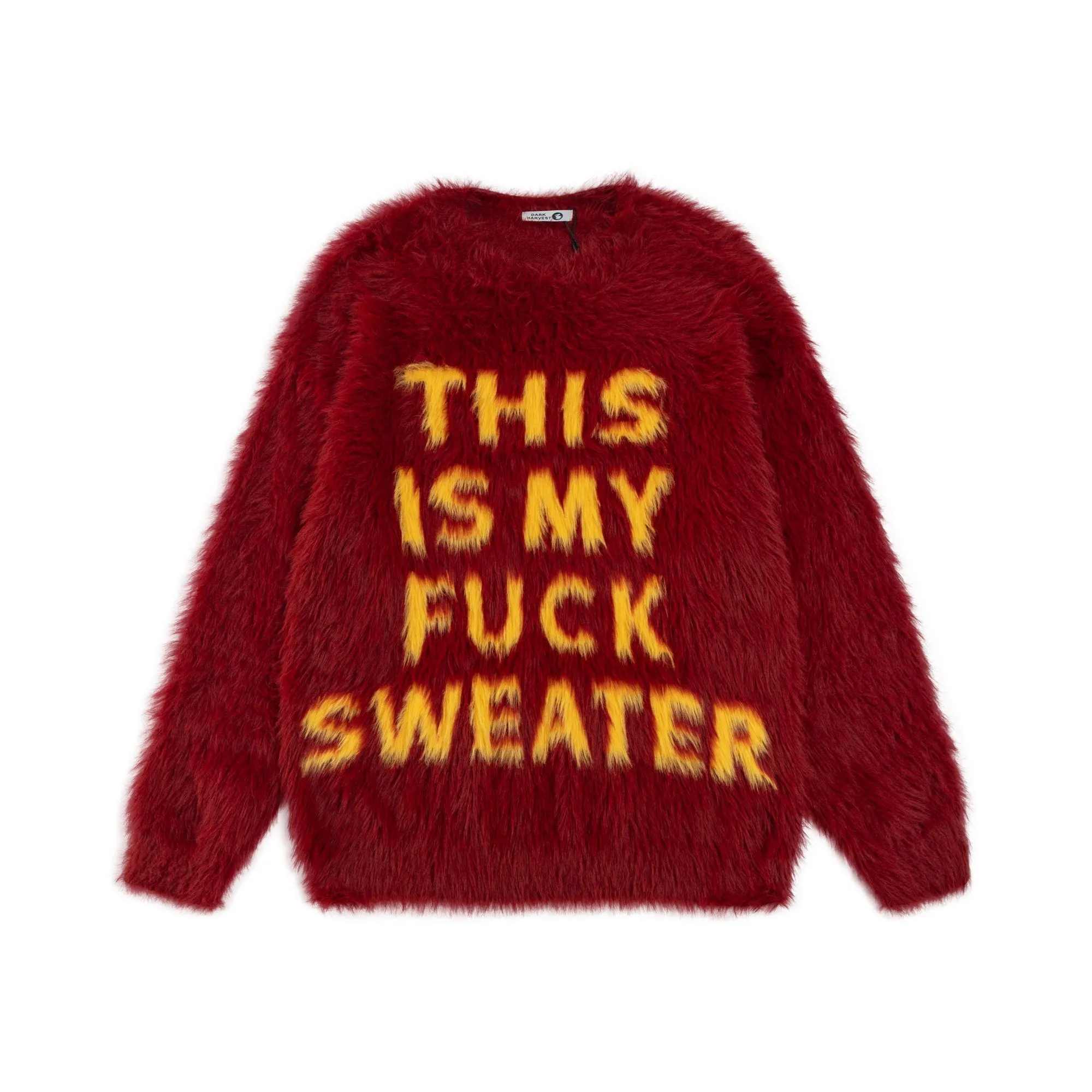 Fuck slogan sweater grunge knitted fluffy 90s inspired jumper beige