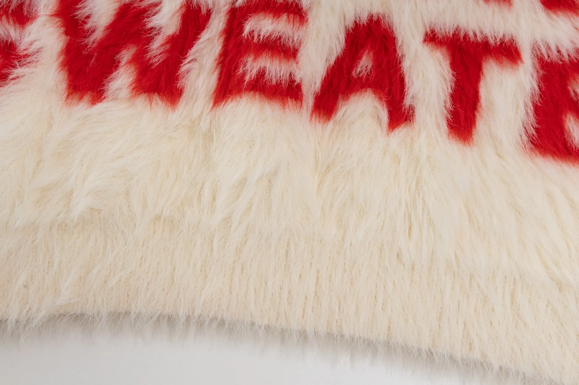 Fuck slogan sweater grunge knitted fluffy 90s inspired jumper beige