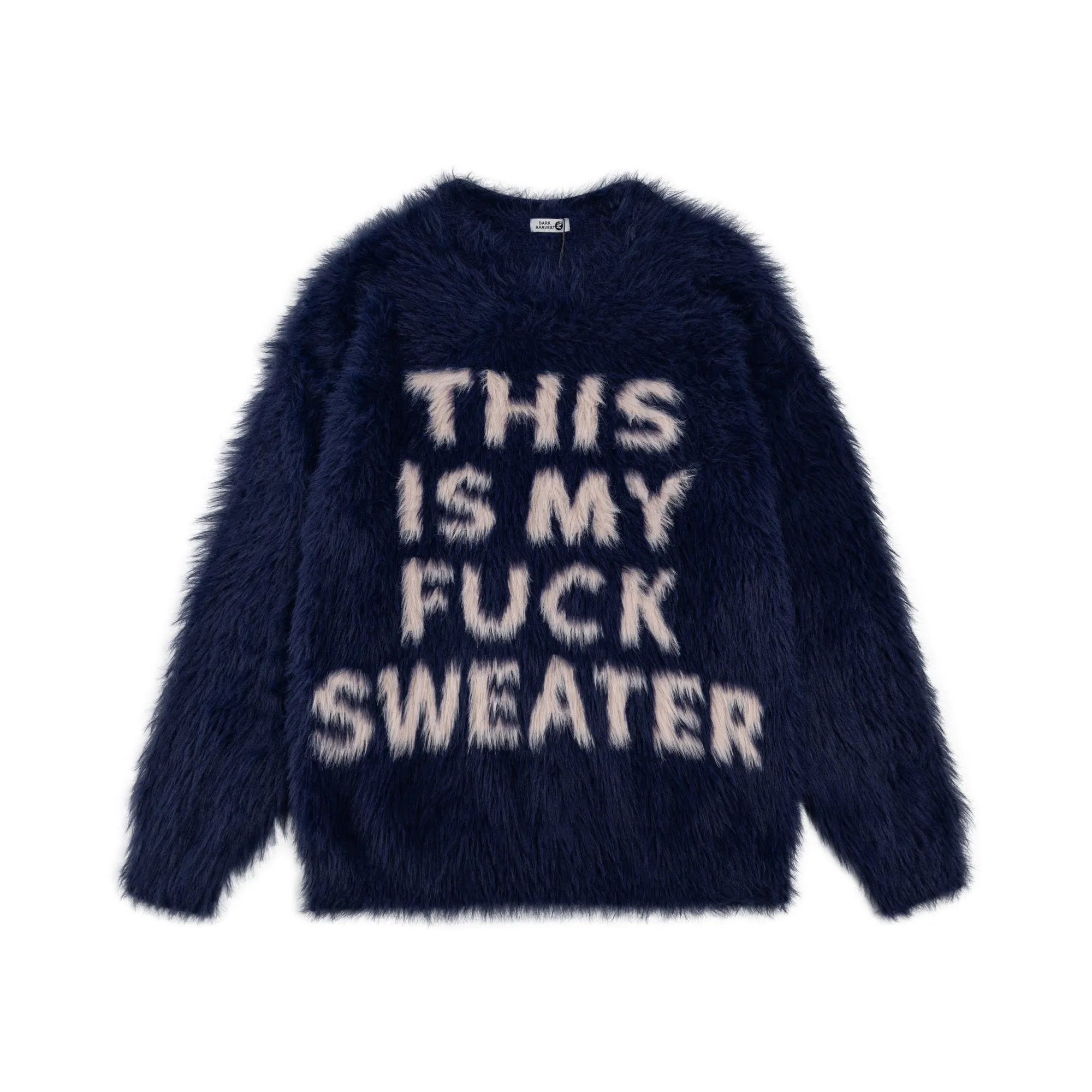 Fuck slogan sweater grunge knitted fluffy 90s inspired jumper beige
