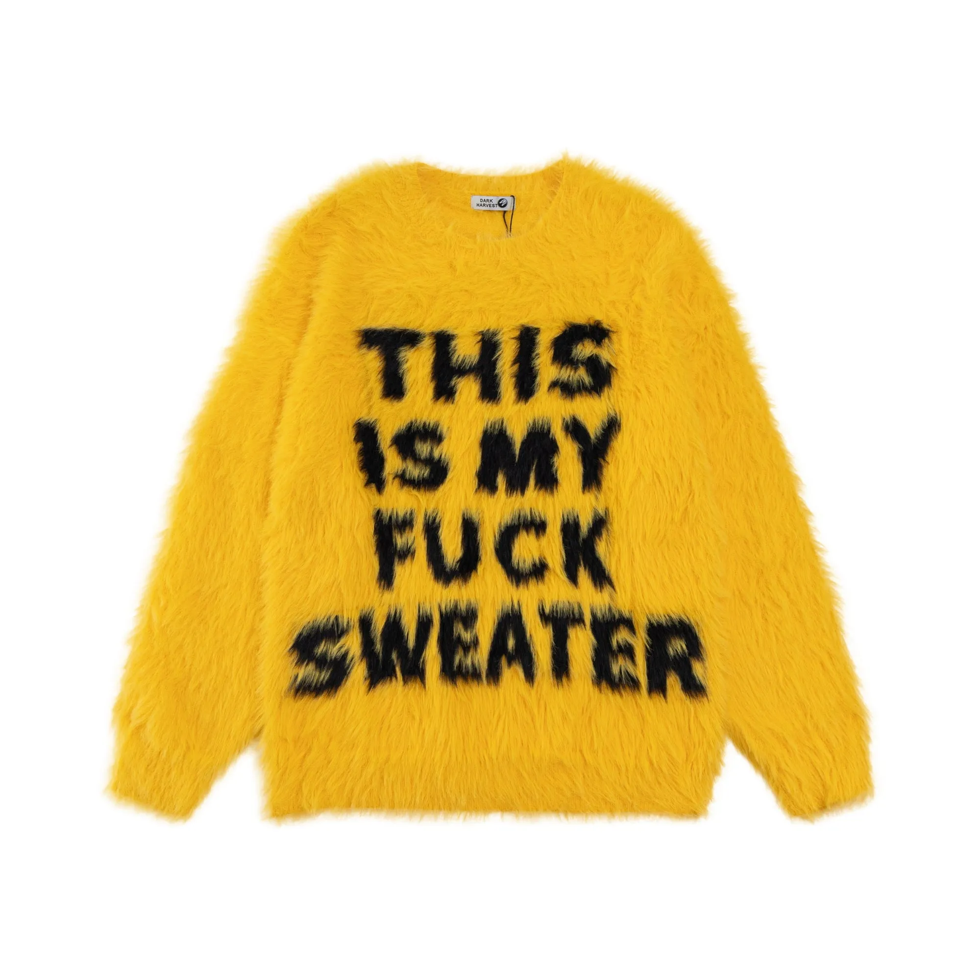 Fuck slogan sweater grunge knitted fluffy 90s inspired jumper beige