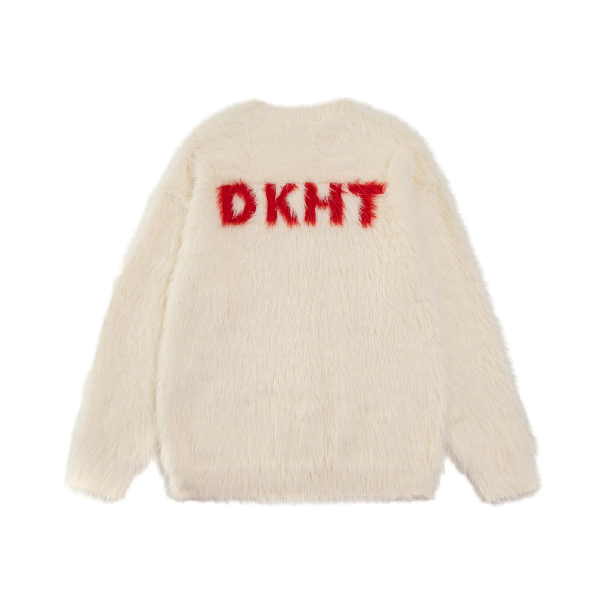 Fuck slogan sweater grunge knitted fluffy 90s inspired jumper beige